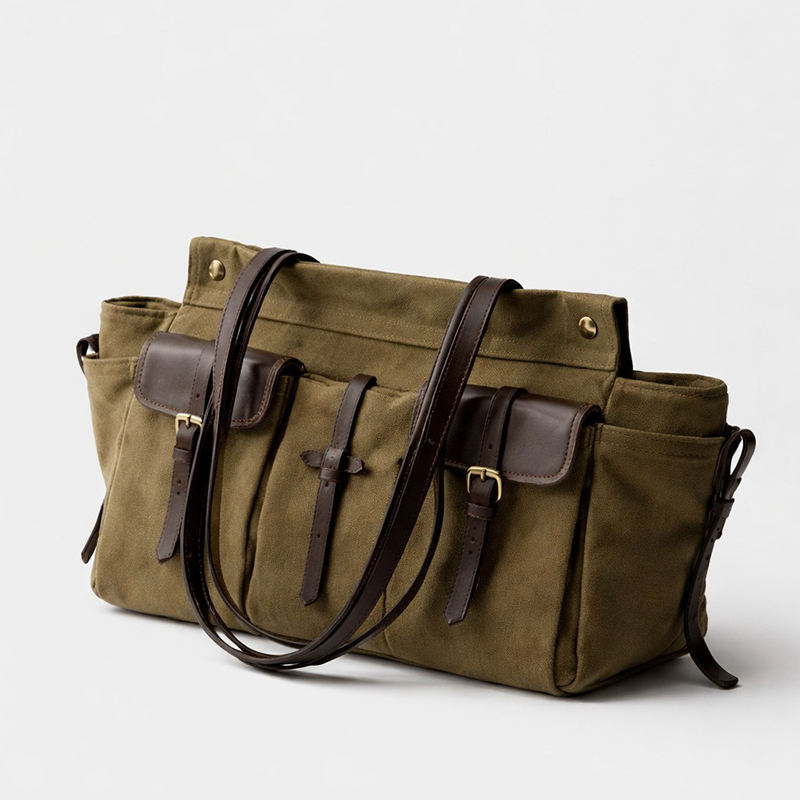 Canvas Tote Designer - Luxe canvas lederen draagtas met meerdere