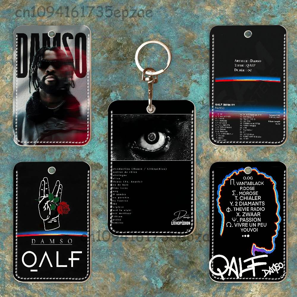 Key Holder Leather Pouch - D-Damso Qalf rechthoekige kaarthouder sleutelhanger toegangskaart