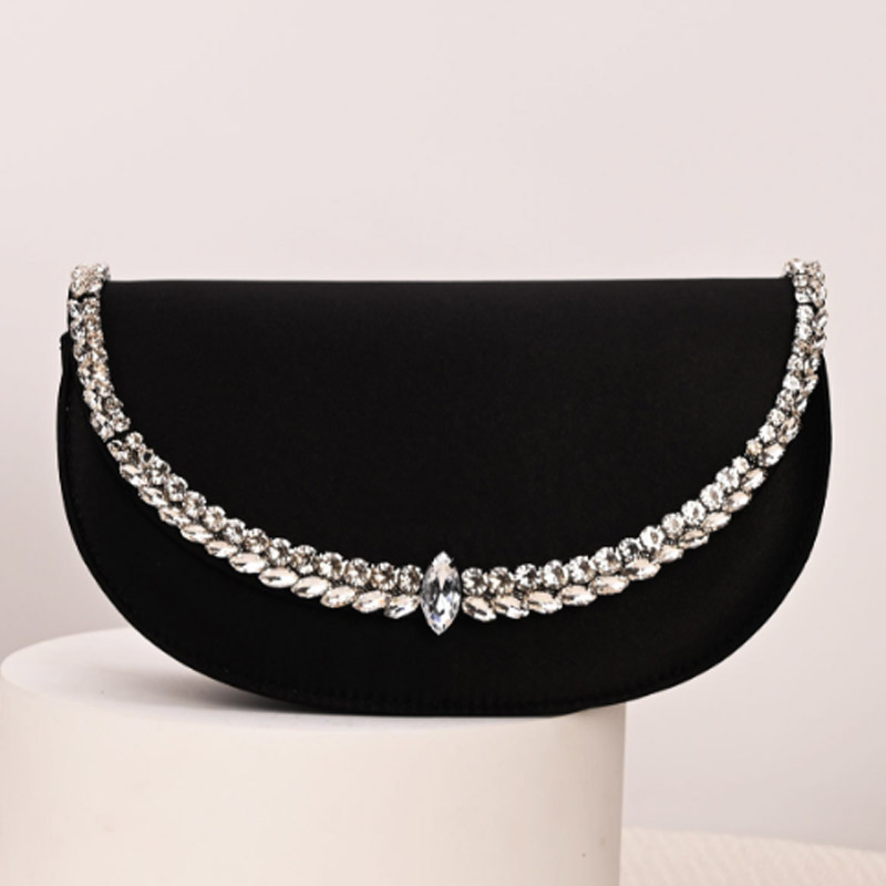 Half Moon Bag Suede - Luxe sprankelende diamant asymmetrische avondtas dames