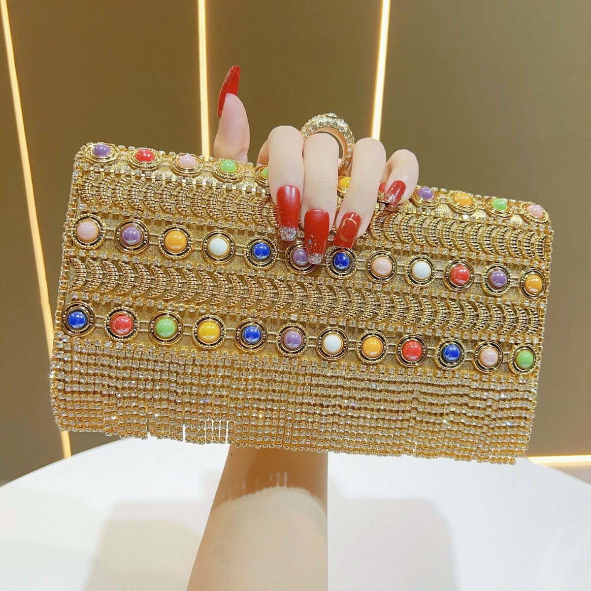 Luxury Bags Europe - Luxe strass kwastjes goud zilver avondtassen