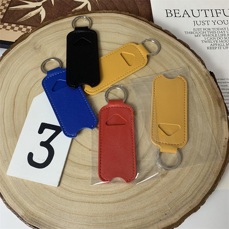 Key Holder Leather Pouch - Draagbare lippenbalsem verpakking hoesje sleutelhanger van