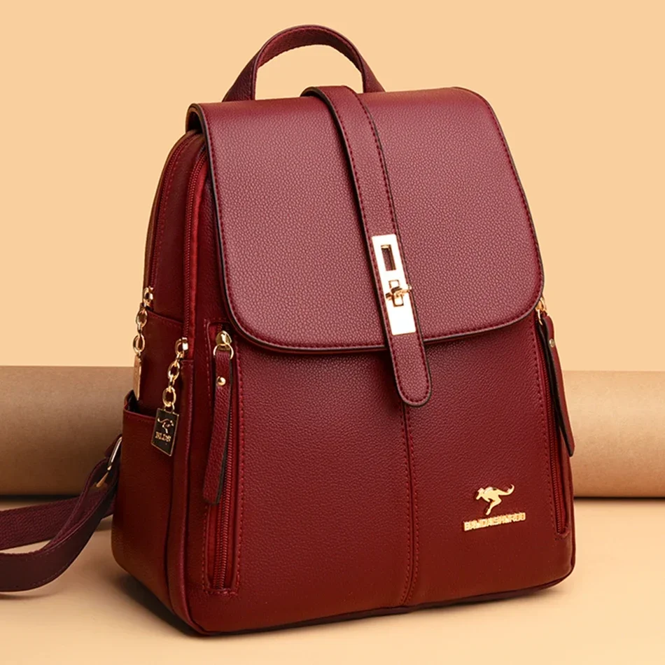 Luxury Bags Quality - Dames lederen rugzak met grote capaciteit
