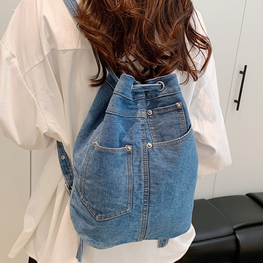 Luxury Bags Denim - Denim damesrugzakken, casual schoolrugzak voor tienermeisjes,