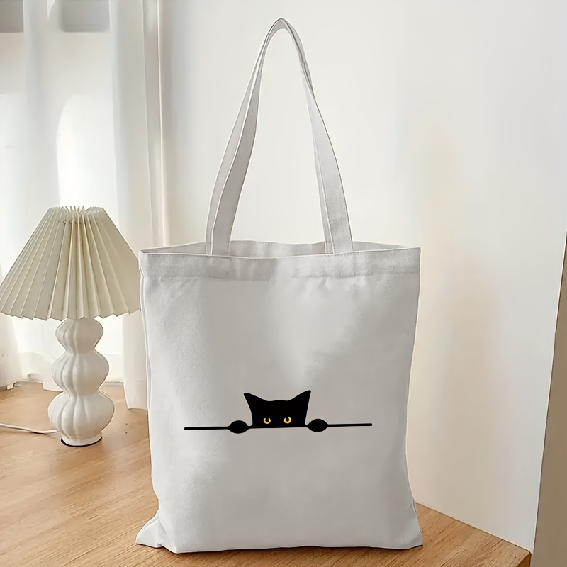 Lineaire kattenprintpatroon mo - Canvas Tote Designer recensie en prijs