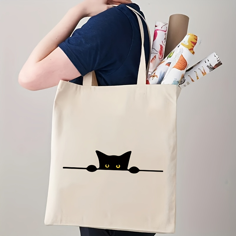 Lineaire kattenprintpatroon mo - Canvas Tote Designer recensie en prijs