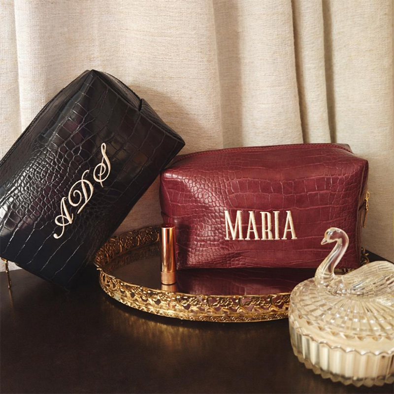 Geborduurde Croc make-up tas,  - Luxury Bags Vegan Leather recensie en prijs